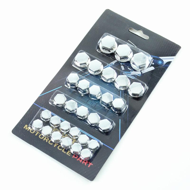 30pcs/set Motorcycle Accessories Head Screw Nut Electroplated  Cap Cover Fits Decoration Cover For Yamaha Kawasaki Honda