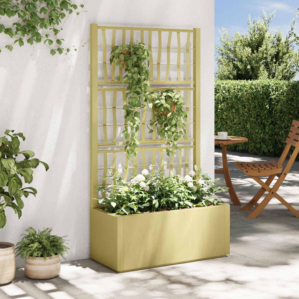 Garden Planter with Trellis Green 80 X 36 X 140 Cm PP
