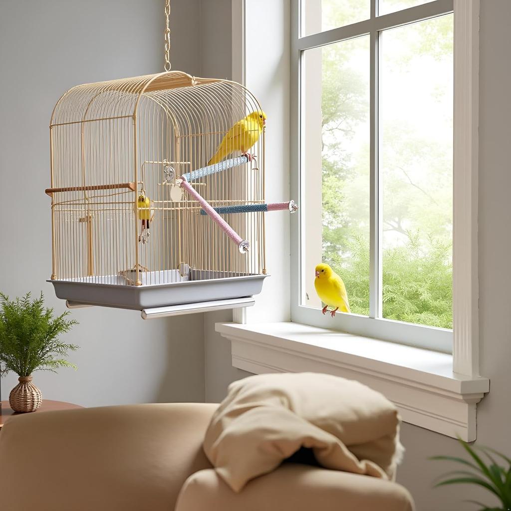 2 Pcs Bird Perch Stand Toy,Random Bird Perch Stand Toy Wood Parrot Grinding Claw Sticks Sanded Cage Toy for Parakeets Finches Parakeet Toys, Sanded