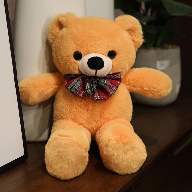 Niedlicher Plüsch-Teddybär mit Fliege, Teddybär-Puppe, Plüsch-Teddybär, Kuschelbär-Puppe, Beruhigende Muppet-Puppe für Kinder