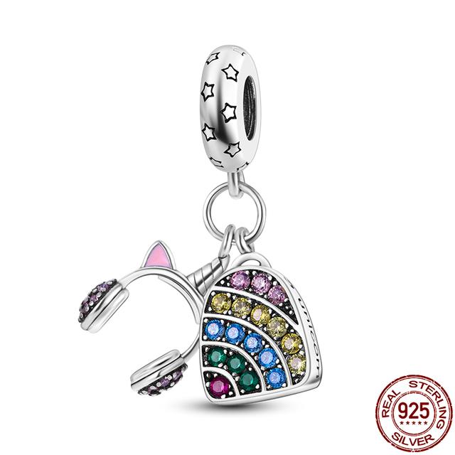 Se potrivește mărgele de brățară Nou în argint 925 Căști pentru muzică Seria inimii Brelocuri Bijuterii DIY pentru femei Cadou
