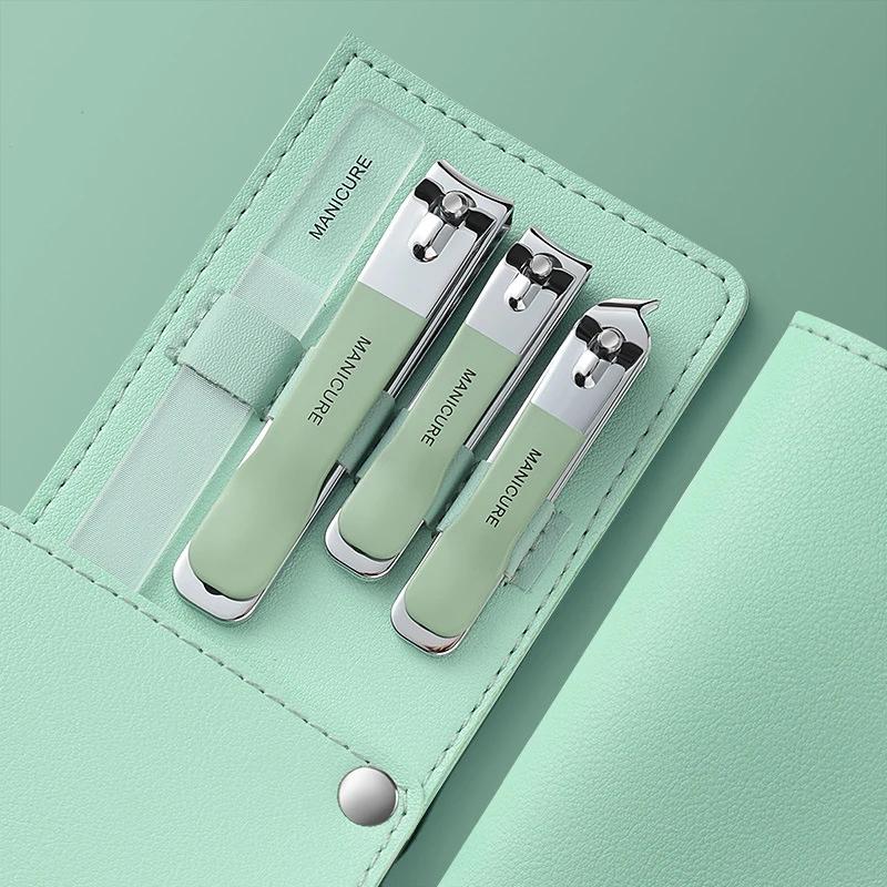 Xiaomi New Nail Clippers Set 4 PCs with Rotating Leather Bag Professional Trimmer Pedicure Care Tools Manicure Set Home Care Gift