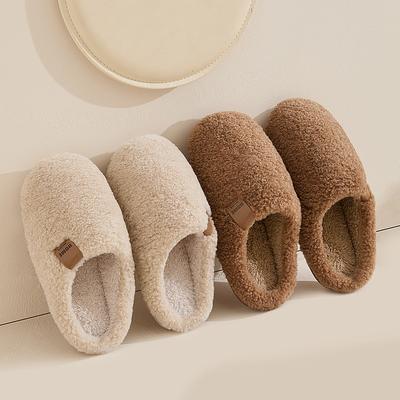 Women Home Slippers Plush Warm Flat Slides Cute Soft Non-slip Slippers Indoor Outdoor Men Casual Slippers