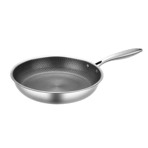 

YQW Stainless Steel Frying Pan, Honeycomb Structure, High Heat Efficiency, Induction Compatible, Non-Stick, Stainless Steel Wok, Pan, Oil-Free, Smoke-