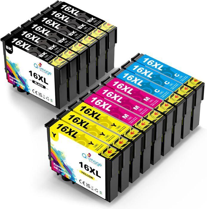 Cartouche d'encre 16XL - CHOUMICHA - Compatible Epson WF-2510 WF-2630 - 600 pages noire - 440 pages couleur