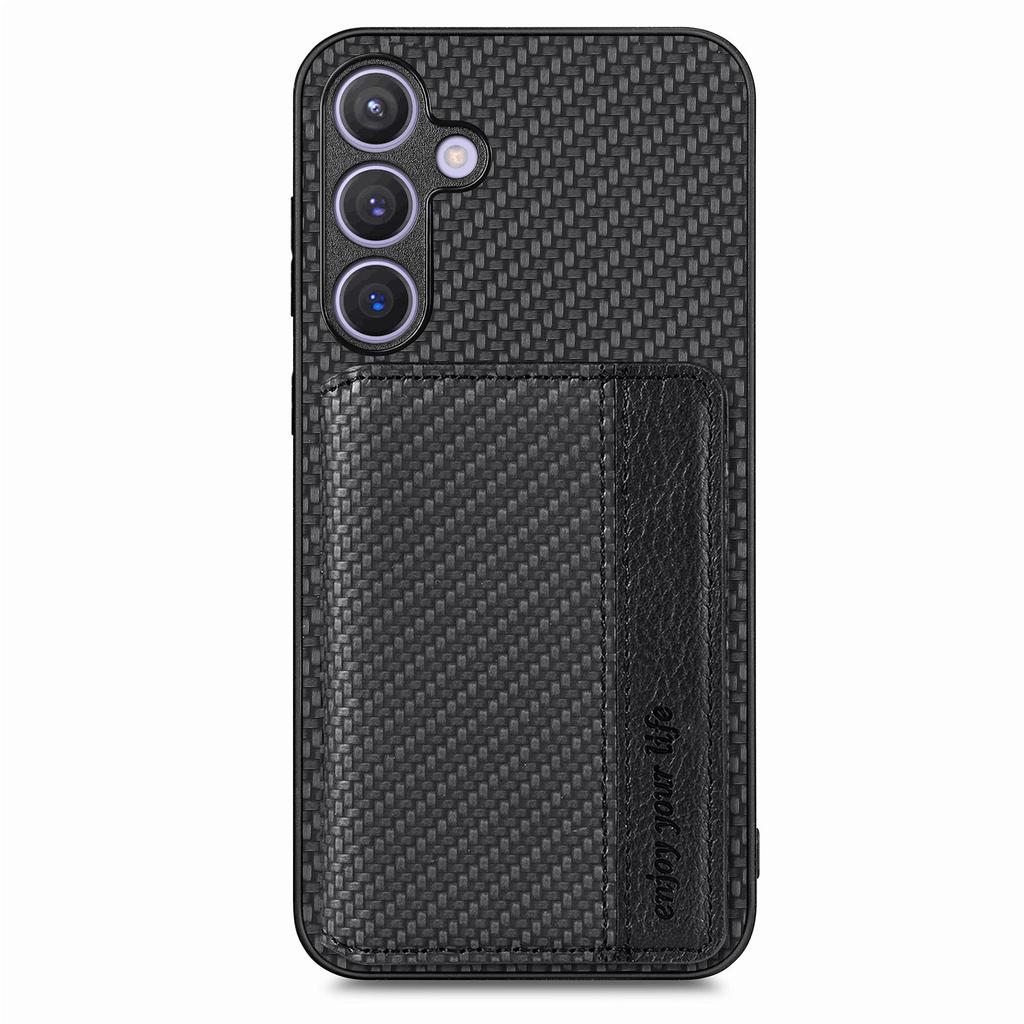 For Samsung Galaxy S25 Case RFID Blocking Carbon Fiber Leather Phone Back Cover with Card Holder