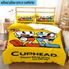 3PCS Cup-head And Mugman Adventure 3pcs Bedding,Including 3PCS Duvet Cover And 2pcs Pillowcases Perfect for Christmas,Ideal for Bedroom, Dormitory