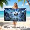 Soccer Theme Beach Towel Personalized Custom Name & Text Soft Quick Dry Beach Towel for Swimming Travel