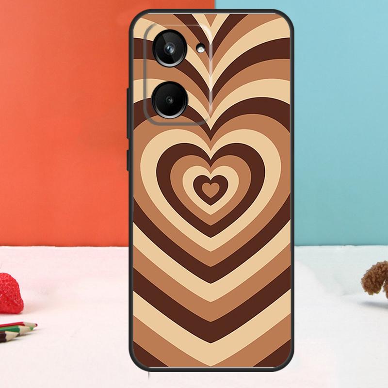 Latte Love Brown Heart Aesthetic For Realme 15 Pro GT6 GT7 10 11 12 13 14 Pro Plus C51 C53 C55 C61 C63 C65 C67 C75 C71 Case