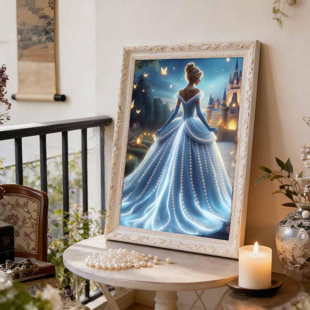 Disney Pearl Painting Princess Sandy Classic Dress 5D Exquisite Landscape Sparkling Painting Craft Home Wall Decoration DIY Handmade Gift