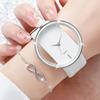 Xiaomi 2PCS/Set Fashion Hollow Out Dial Women Watches Leather Band Analog Quartz Watch Silver Bracelet Set