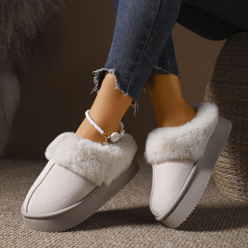 Women's Winter Fluffy Slippers  for Women Winter Fashion Platform Indoor Shoes Female Thick Warm Floor Slippers for Women