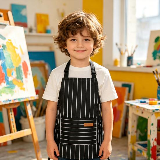 Adjustable Kids Apron with Neck Clip & Front Pocket Children Painting Apron Water-Resistant Art Smock for Kindergarten Home Art Class