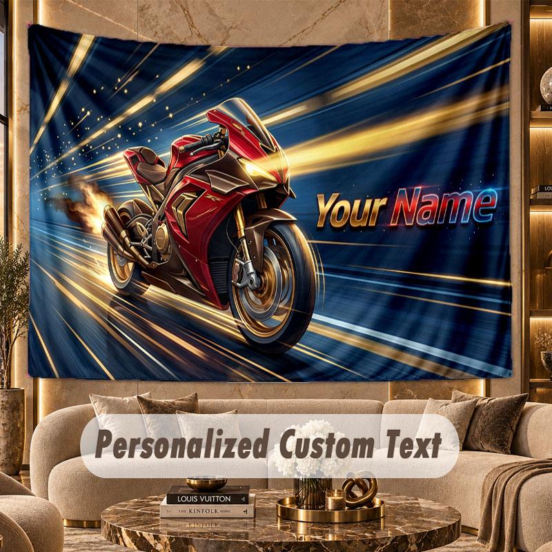 Motorradfahrer (81) Thema Personalisierte Wandteppich Benutzerdefinierter Name Text Wandbehang Tapisserie Haus Hintergrund Dekoration