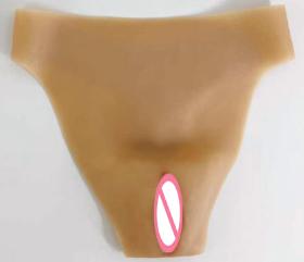 Silikon-Tanga mit künstlicher Vagina Dehnbarer T-Rücken Gaff Höschen für Crossdresser Sissy Cosplay Kostüm Unterwäsche