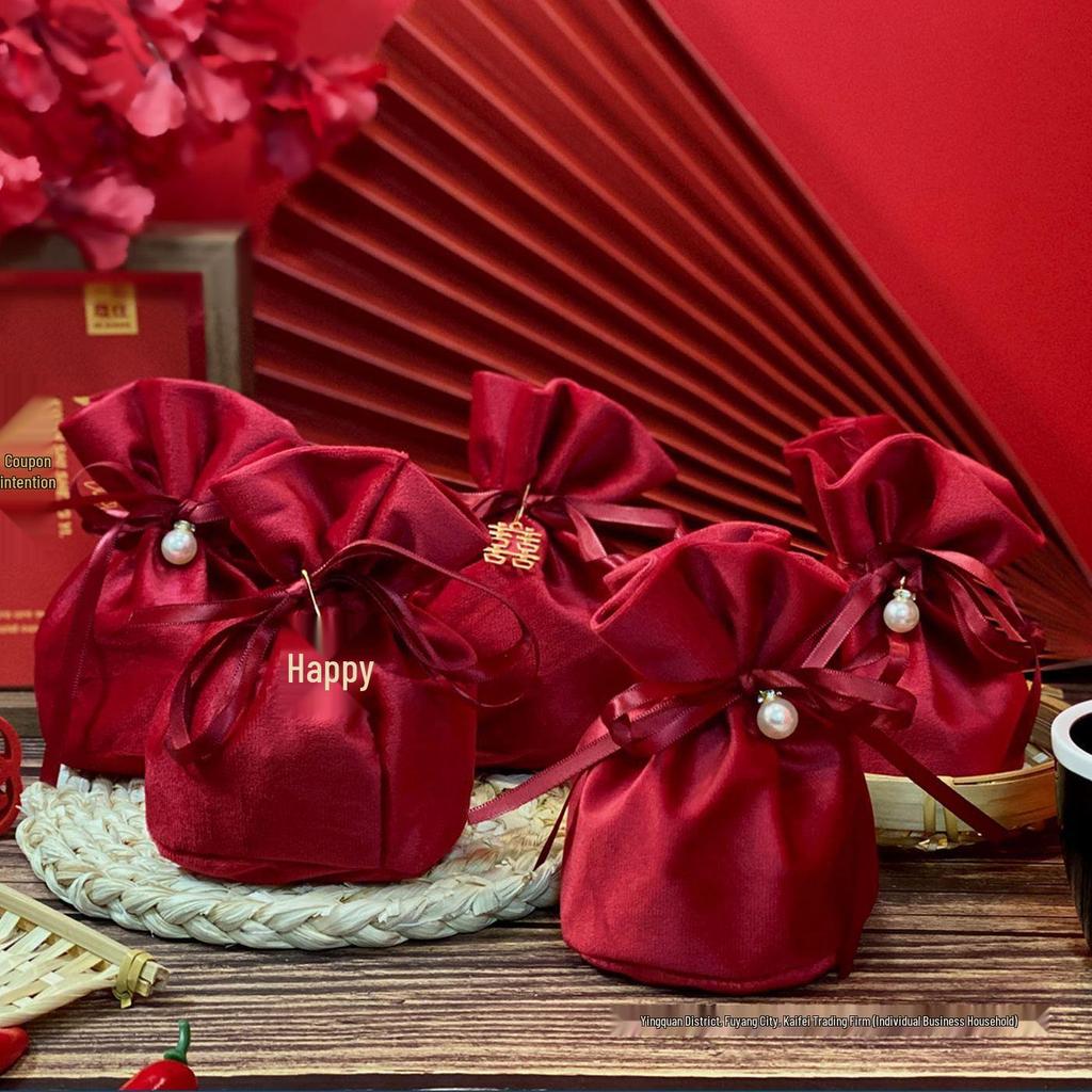 Velvet Wedding Candy Gift Bag for Sunflower Seeds, Peanuts, and Candy