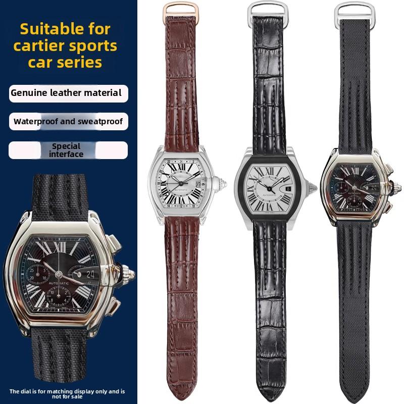 19mm 20mm Pro Cartier Roadster W6206018 W6206017 Řemínek k hodinkám z pravé kůže Pánský Náhradní Řemínek k hodinkám z hovězí kůže Nylonový Pásek na zápěstí