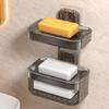 Shower Soap Dish Wall Mounted Toiletries Container Double Layer Drill Free Universal Strong Suction Soap Wall Holder For Bath