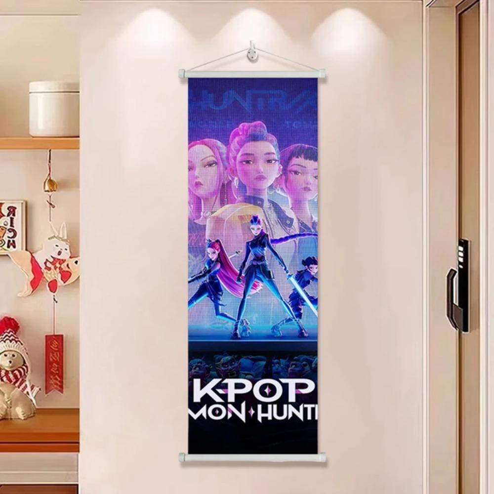 Tessuto da appendere Cacciatrice di Demoni Rumi Mira Zoey Poster Stampato Pittura a Rotolo Cacciatori di Demoni Immagine 72x25cm Decorazione Murale