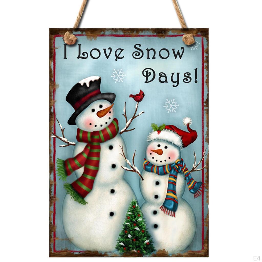 Christmas Sign Hanging Decorations Rope Rectangle Craft Rustic Outdoor Porch Tag