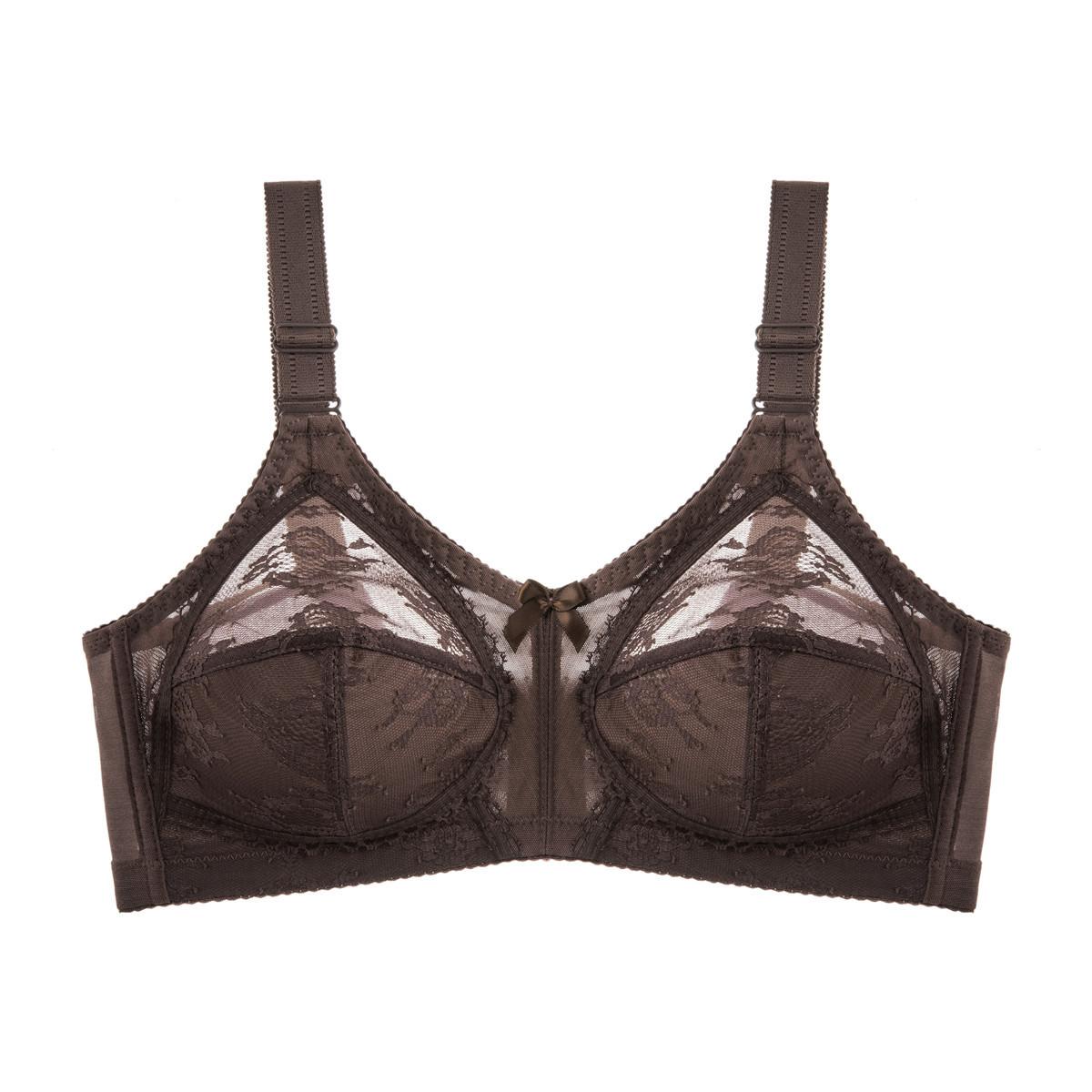 

Полная чашка ультратонкий большой размер бюстгальтер без губки прозрачный сексуальный кружевной женский нижнее белье 50/115D кофейный