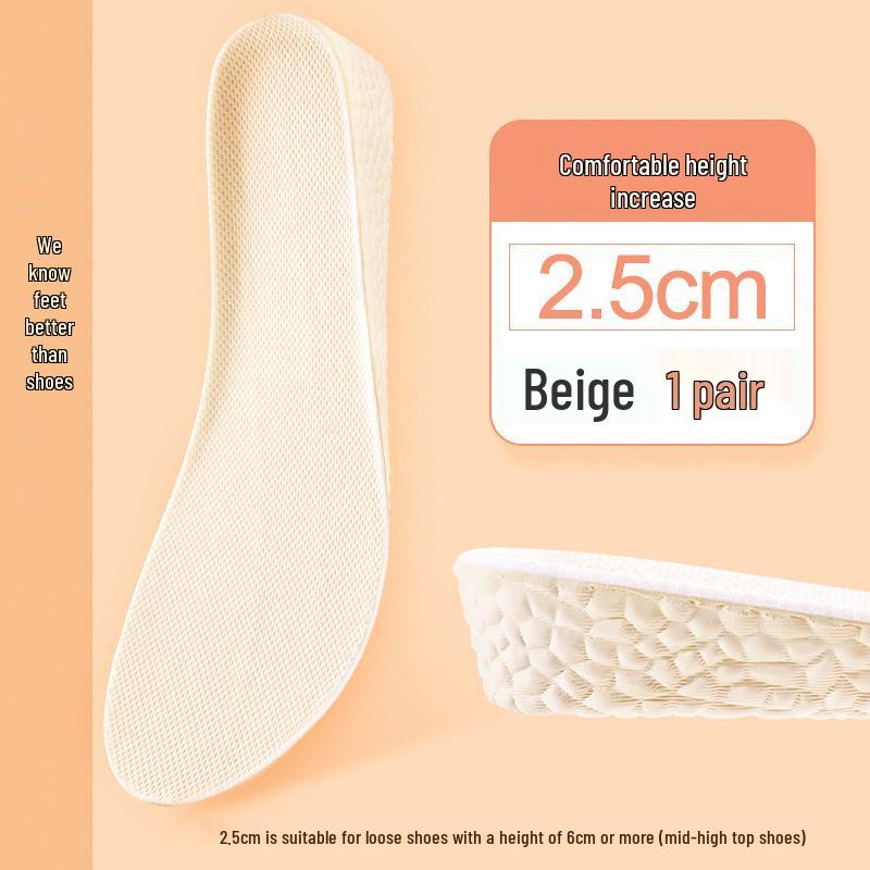 Boost Popcorn Height-Increasing Insoles for Men & Women - Breathable, Sweat-Absorbent, Flexible, Soft, Lightweight Sports Inner Height Enhance Pad