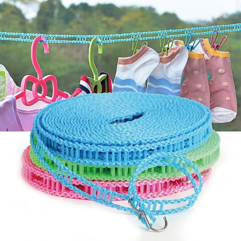 Windproof ClotheslineMeters Durable Clothes Line Rope Portable Clothes Drying Line Length Adjustable Non-Slip Lines