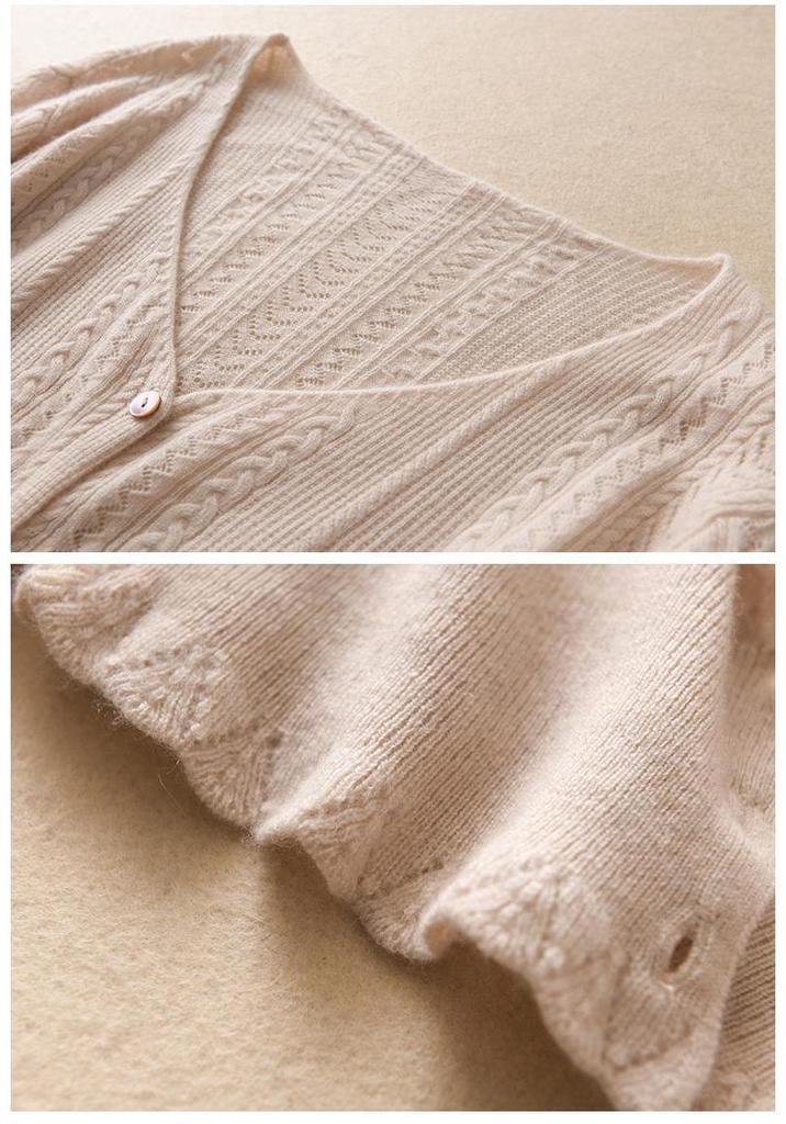 2025 Spring V-Neck Long Sleeve Knit Loose Cardigan