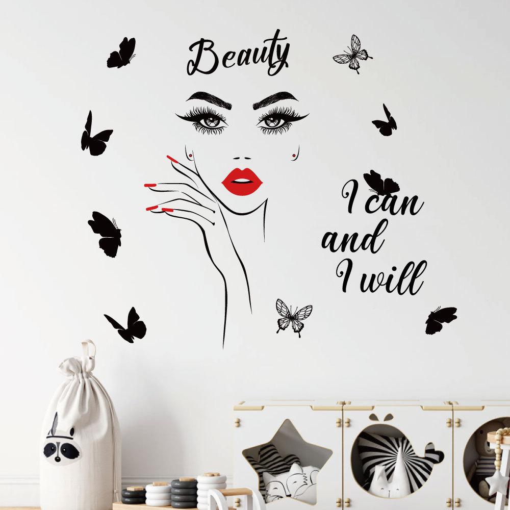 DIY Butterfly Wall Art Decals Waterproof Self-Adhesive PVC Stickers for Lash Beauty Salon Shop Wall Decor