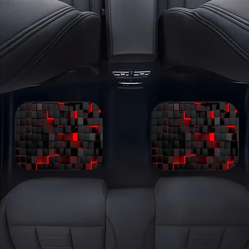 Applicable To All Car Models, 4pcs Red 3D Square Pattern Car Carpet, Four Seasons Car Carpet, with Non-Slip Base, Easy To Clean