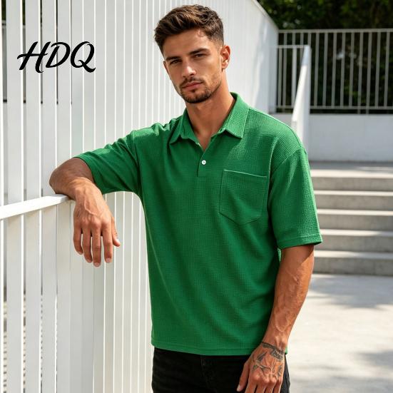 Men T-shirt with Buttons Golf Shirt Short Sleeve Collared T-Shirt Summer Tee