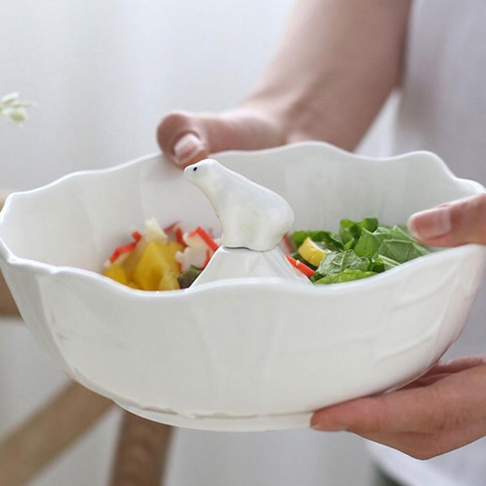 White Ceramic Bowl Large Salad Mixing Bowl Container For Restaurant
