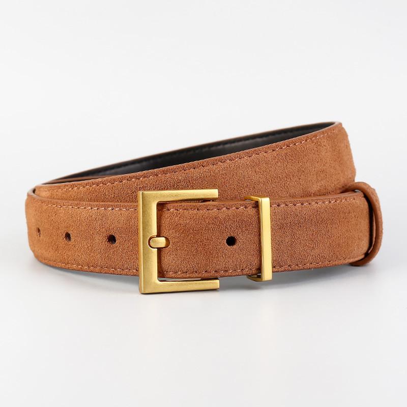 Classic Leather Womens Belt With Pin Buckle For Casual And Business Wear