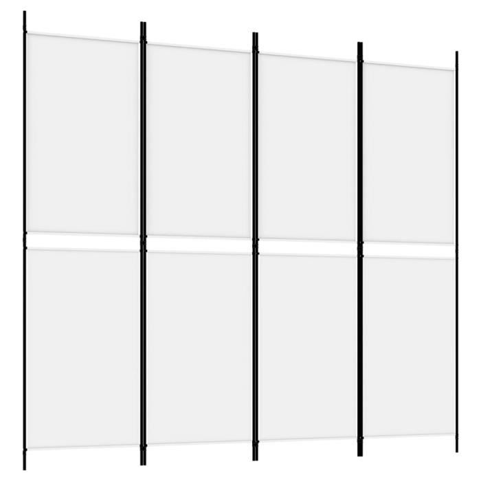 350214 vidaXL Cloison de séparation 4 panneaux Blanc 200x180 cm Tissu