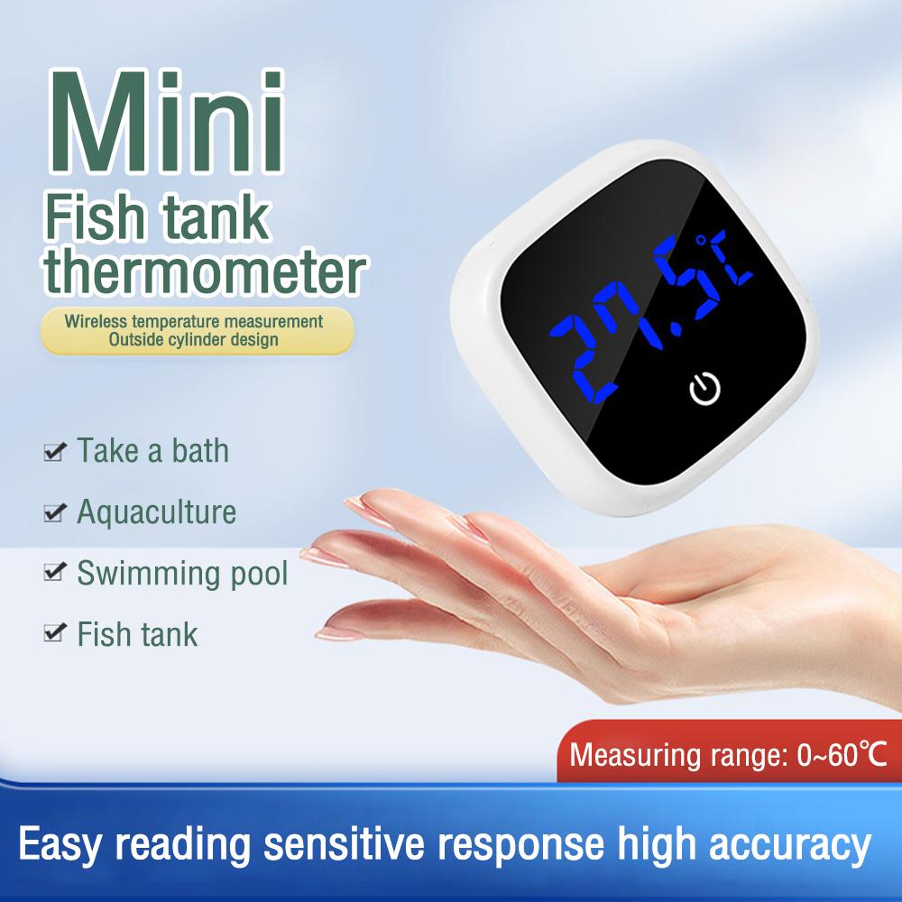 Fish Tank Thermometer High-precision Led Digital Display Electronic Aquarium Thermometer Tester Meter Gauge bianco