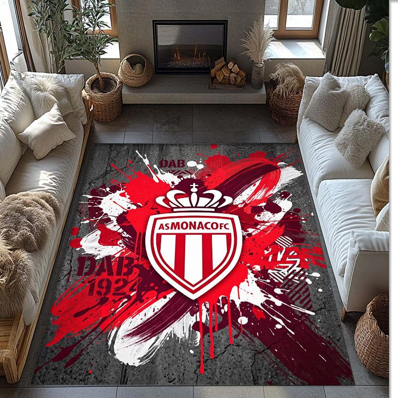 Футбольный ковер Monaco FC с футбольным узором, мягкий ковер для пола, нескользящий ковер для помещений, спортивный декоративный коврик для спальни
