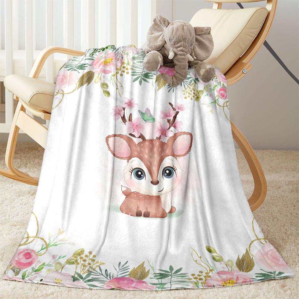 Baby Animals Floral Crown Blankets are suitable for living rooms,making them an ideal choice for outdoor travel and gifts.