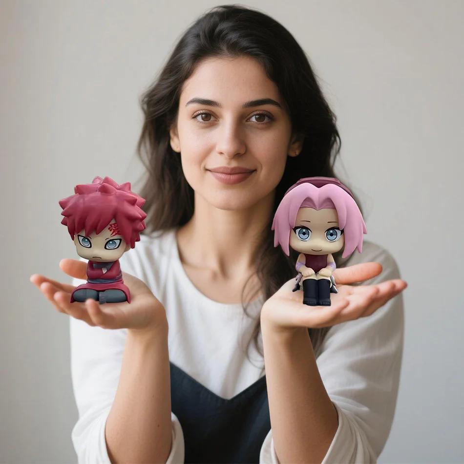 Anime Naruto Niedliche Sakura Haruno Gaara Sitzende Haltung Cartoon Actionfigur Modell PVC Kinderspielzeug Auto Dekoration Geschenk