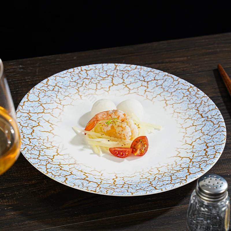 Keramikteller im Retro-Palaststil, kreativer runder Steak-Dessertteller, Luxushotel, exquisite Speiseteller, Haushaltsgeschirr