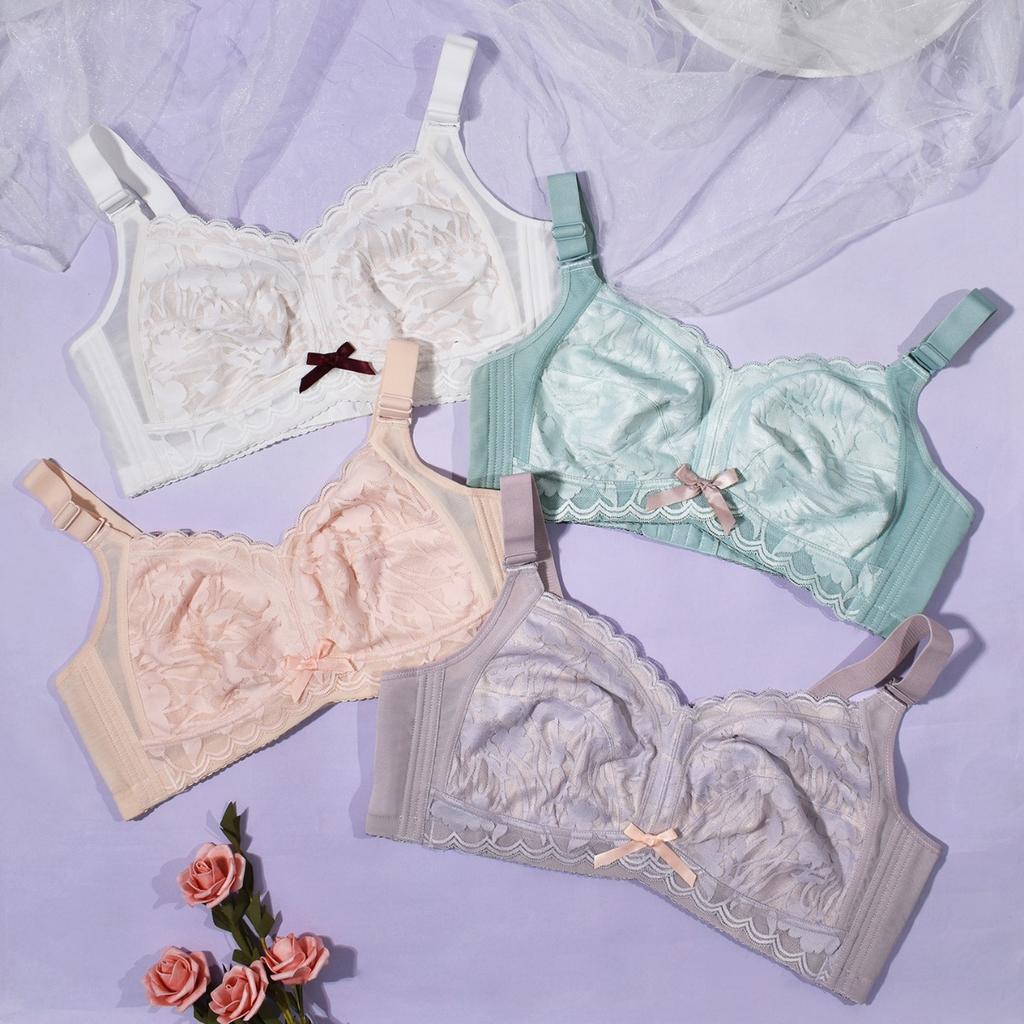 Lace No-wire Push-up Bra with Adjustable Straps Slim Fit Plus-size Underwear