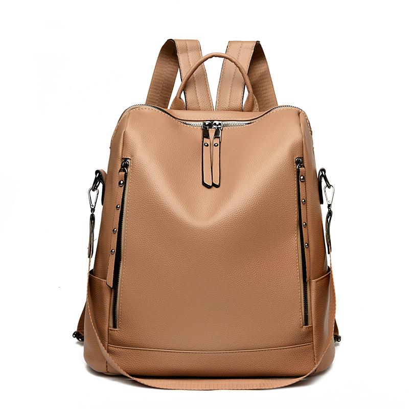 Damen-Rucksack, große Kapazität, Diebstahlschutz, weiches Leder, Reise-Schulter-Umhängetasche