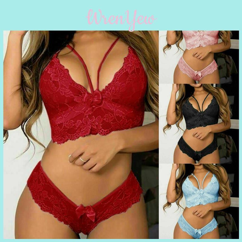 Women's Ultra Smooth Sexy Lace Lingerie Push Up Bra And Thong Set For Nightwear