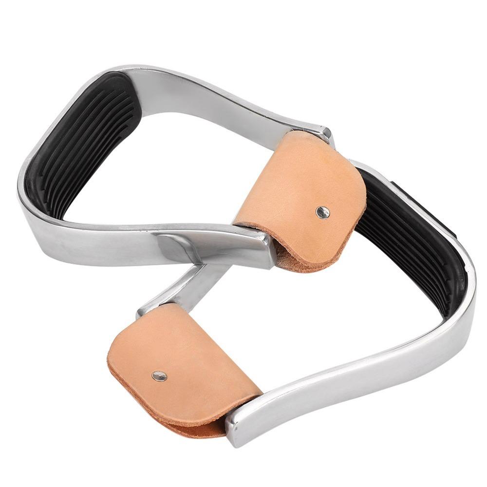 2pcs Silver Horse Riding Stirrups Rubber Anti-Skid Pad Cushioned Stirrups Horse Riding