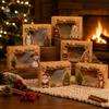 Decorative Bakery Boxes 6Pcs Christmas Paper Gift Boxes, Xmas Color Printed Foldable Cookie Treat Festive Party Favor Holiday Packaging for Desserts,