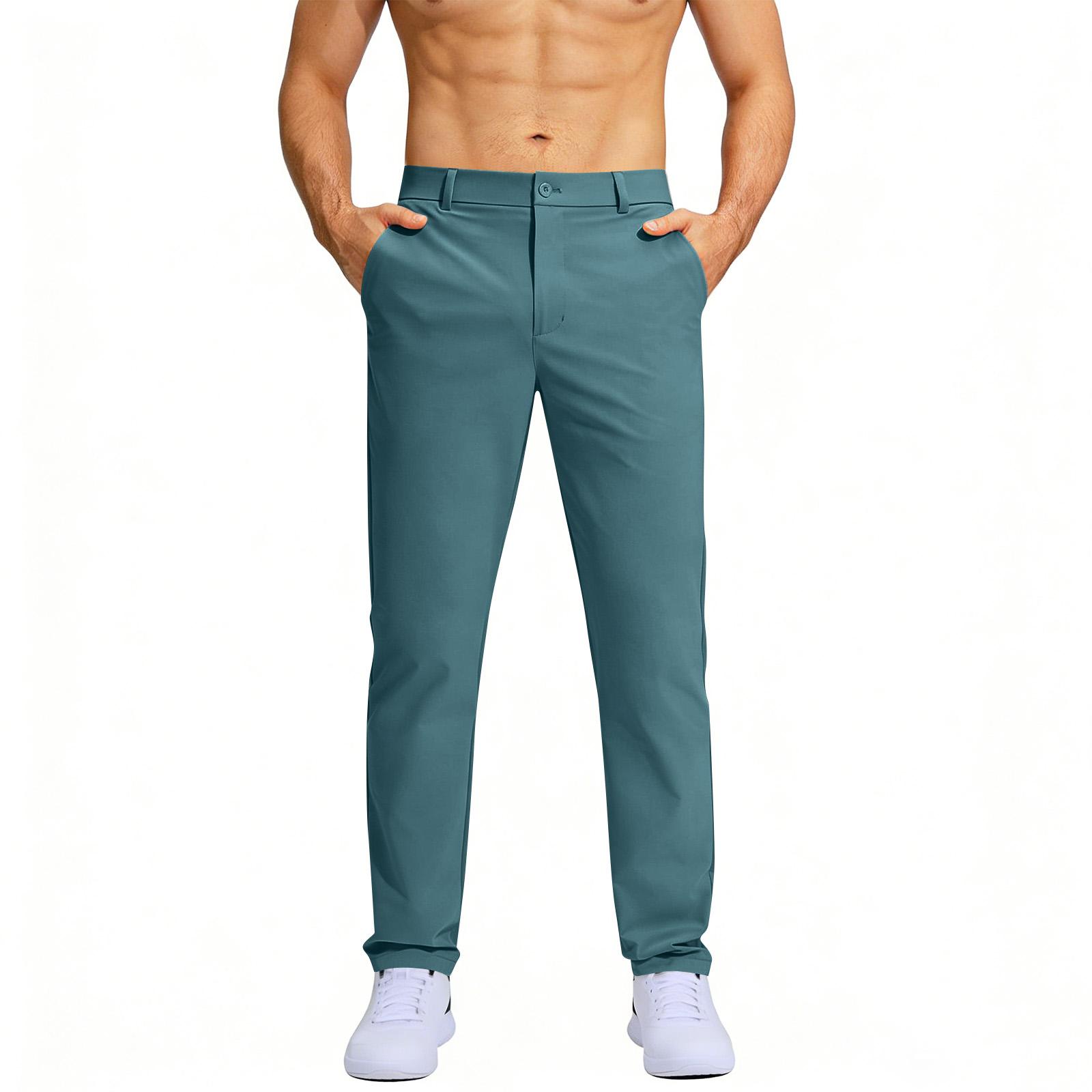 

Men s Mid Waist Elastic Golf Pants Large Straight Leg Quick Drying Lightweight Suit Pants XL