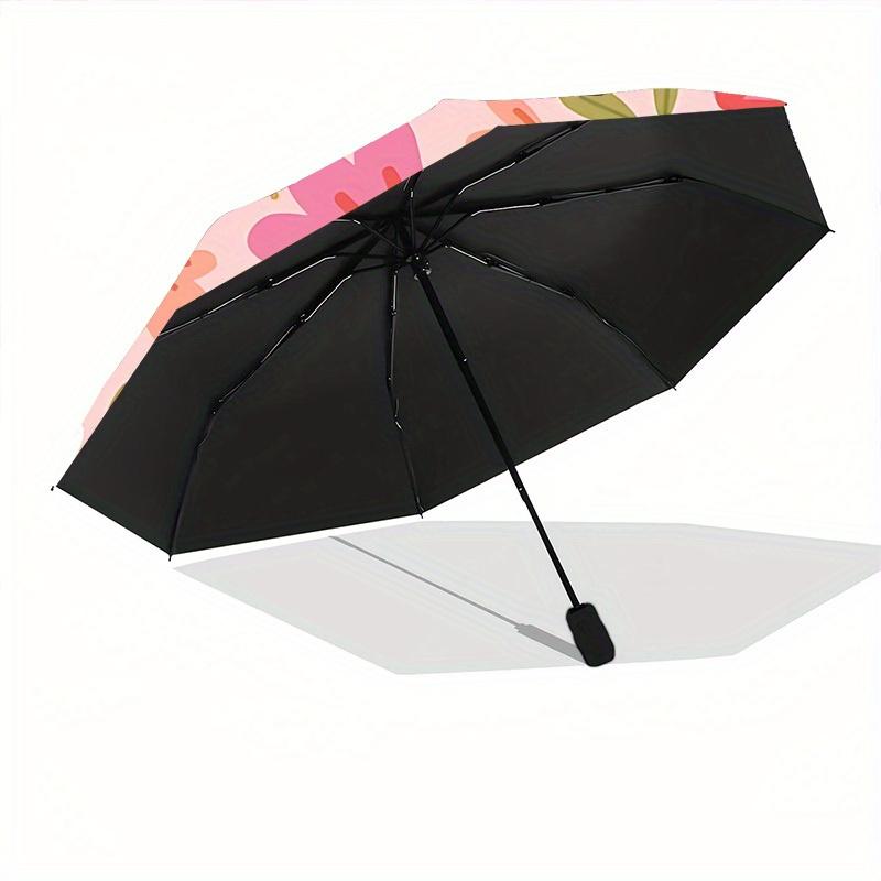 1pc Floral Pattern Automatic Umbrella   Auto Open/Close Folding Umbrella with  8 Rib Frame, 3 Fold Compact Umbrella for Men & Women, 133