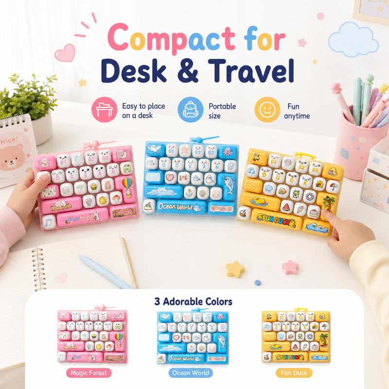 Keycap Fidget Keychain 26 Key Clicker Mini Keyboard Button Sensory Toy for Adults Kids ADHD Anxiety Relief