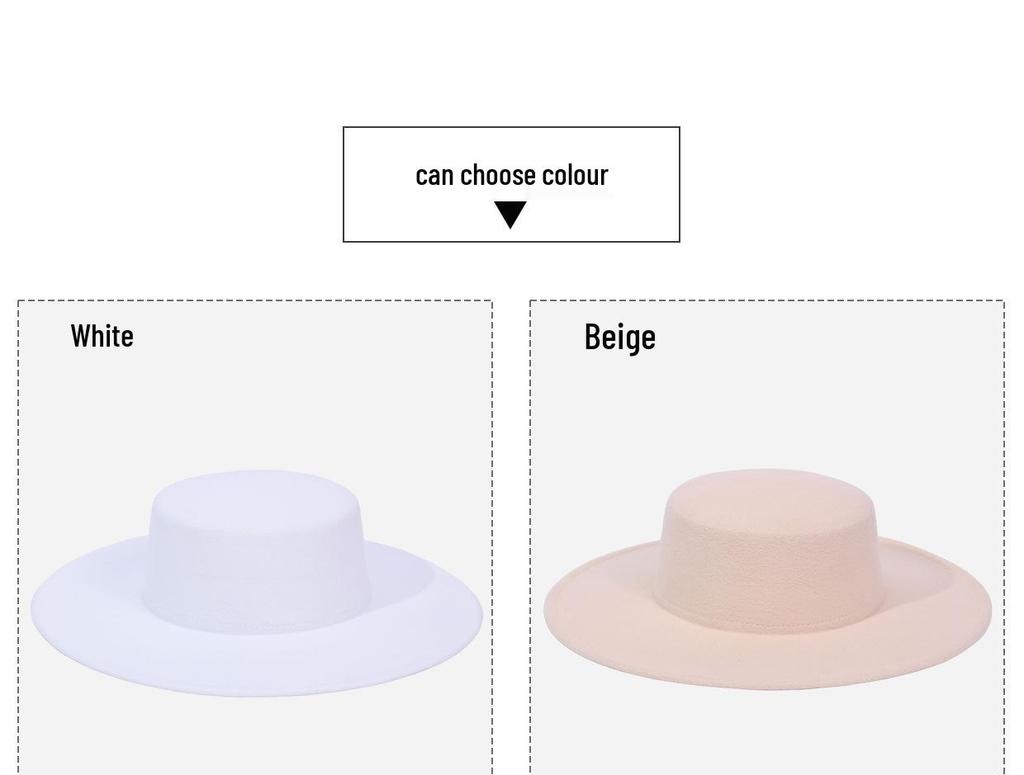 Women's Autumn/Winter Wool Felt Fedora - Large Brim Jazz Hat in French Hepburn Style