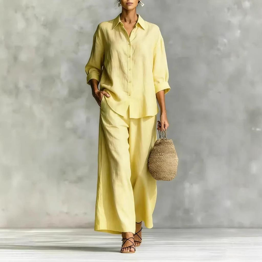 TIFICY Pantaloni da donna moda casual primavera autunno stampa tinta unita manica lunga collo a polo pantaloni tute