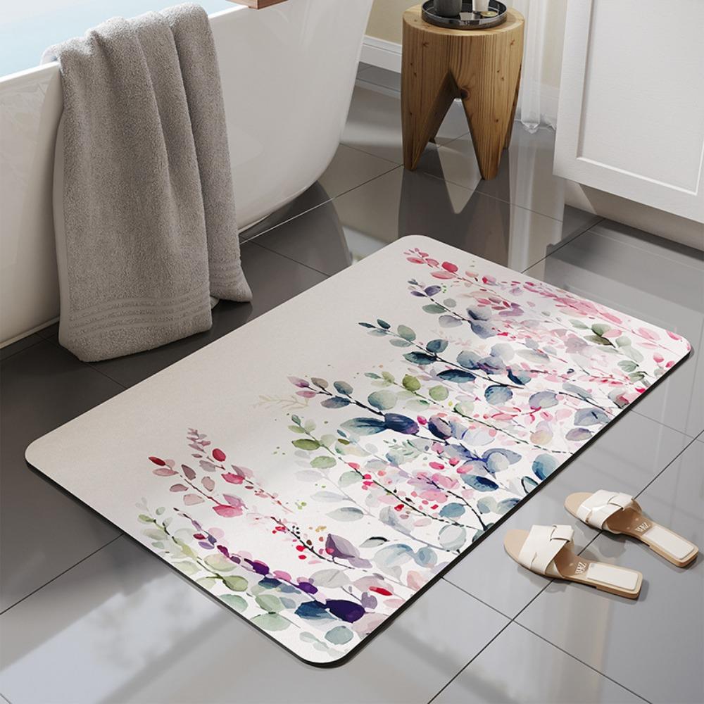 

Впитывающий коврик для ванной комнаты, домашний роскошный цветочный туалет, нескользящий коврик для ног, быстросохнущий дверной коврик 40x60cm